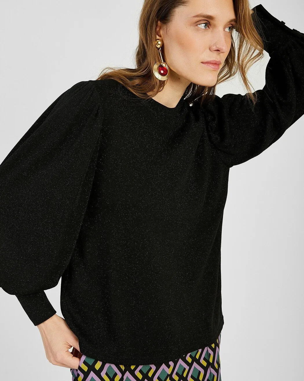 Puffy Sleeve Jersey Tops