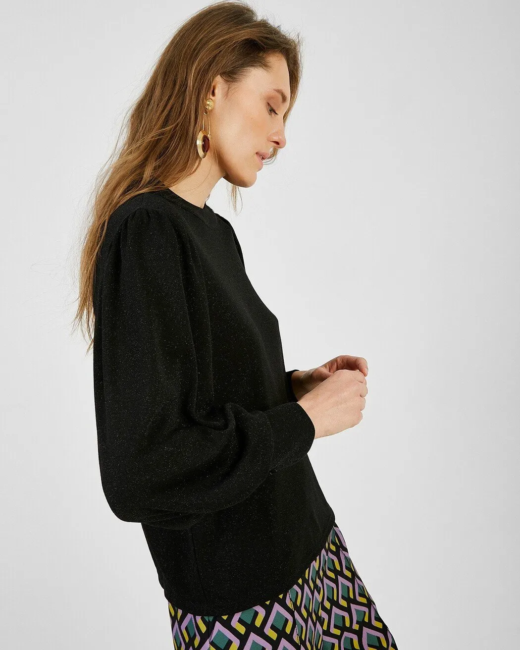 Puffy Sleeve Jersey Tops