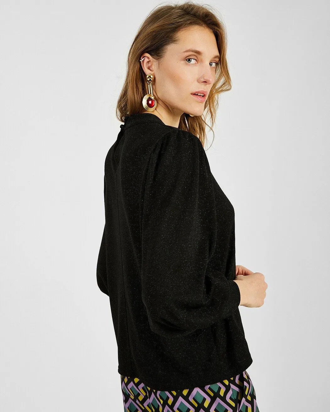Puffy Sleeve Jersey Tops